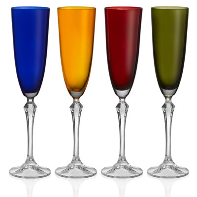 Vivid Champagne Flute, Stemmed,  Assorted Colors, 7 oz. Set of 4
