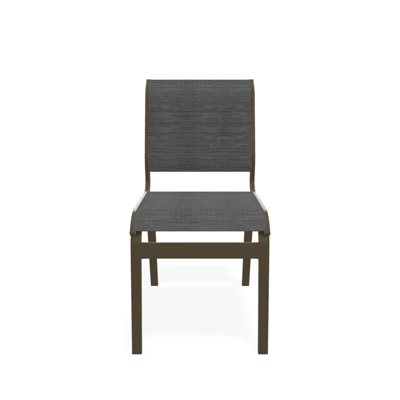Aruba 1 Outdoor Dining Side Chair, Textured Beachwood, Collect Charcoal