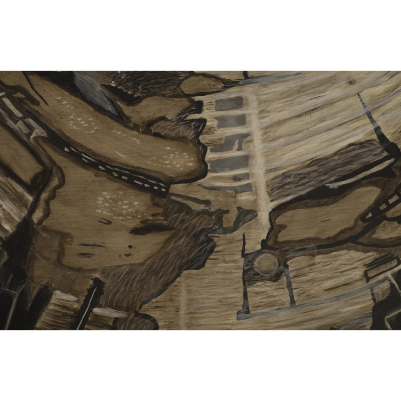 Striated Round Teak Root Cast Resin Accent Stool in Brown/Grey