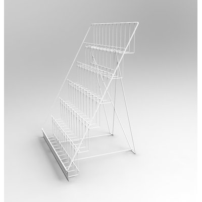 Louvenia 6-Tiered Wire Display Rack For Tabletops, 2.5" Open Shelves, With Header - White