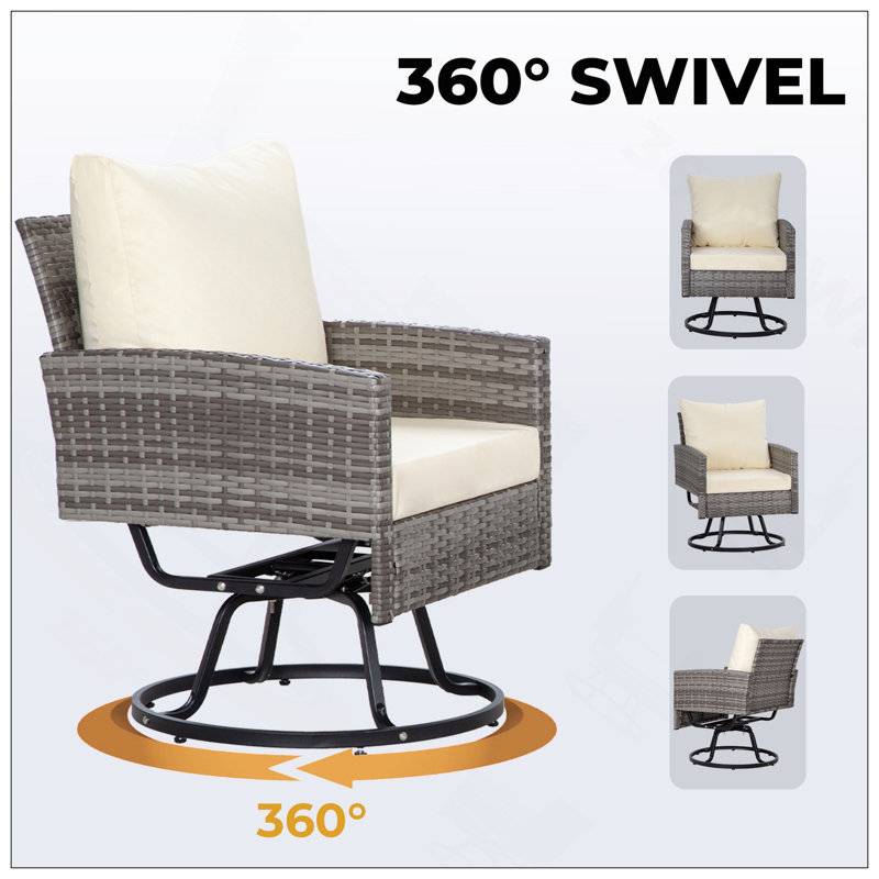 Ensemble de meubles de patio 3 pièces en rotin avec table basse, sièges d'extérieur pour porche, balcon et jardin, Beige