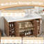 Meuble-lavabo mural 42 po avec comptoir d'évier - Armoire flottante moderne en bois aggloméré, finition bois, 2 portes, 6 compartiments ouverts