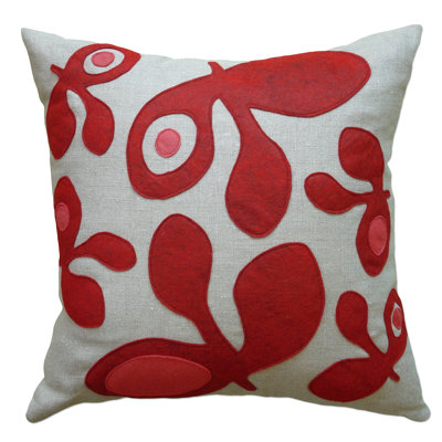 Applique Pods 100% Linen Throw Pillow Cover & Insert