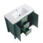 Élégant meuble-lavabo vert de 36 pouces avec lavabo en céramique et rangement multifonctionnel