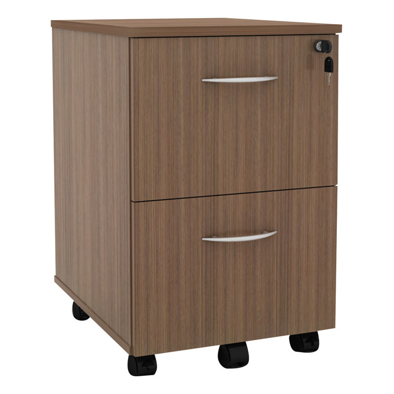 Walnut Mobile 2-Drawer Lockable Legal Size Filing Cabinet
