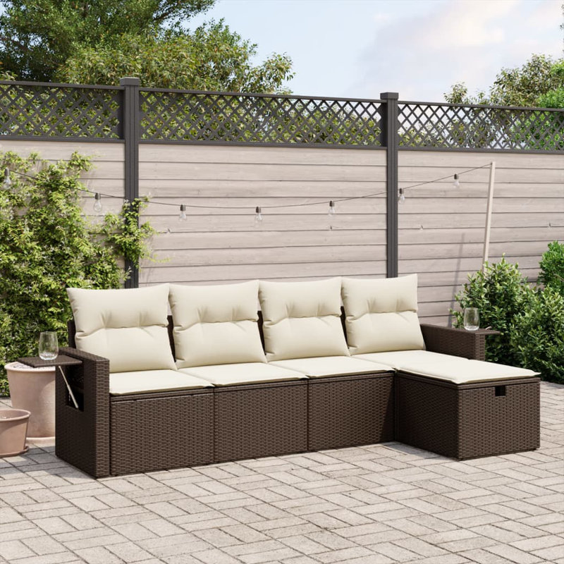 Ensemble de canapé de jardin modulaire en rotin 5 pièces Vidaxl