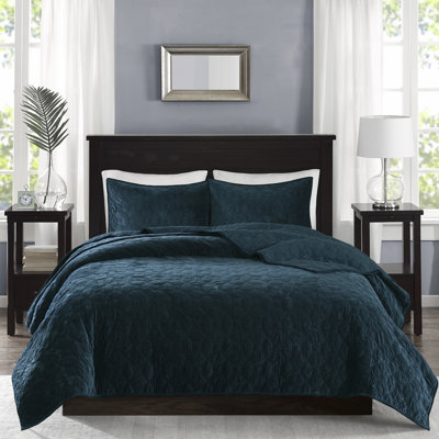 Courtepointe en velours bleu sarcelle très grand / très grand - 3 pièces avec rembourrage en coton confortable offrant un effet relaxant et apaisant