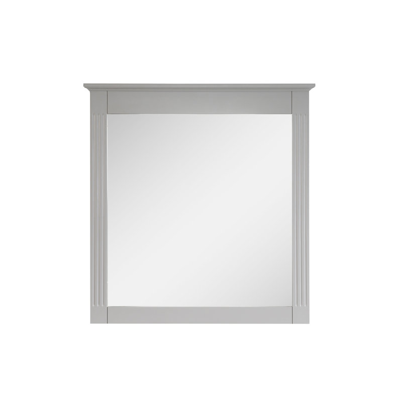Miroir rectangulaire moderne en bois massif avec cadre H 33 po, 33 po x 32 po, Gris Titainum