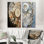 Ensemble de 2 reproductions d'art sur toile argentées et dorées Luxuy