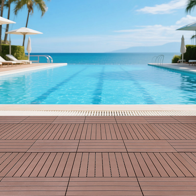 24 tuiles de terrasse d'extérieur gris foncé, Brun