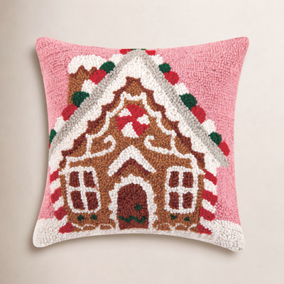 Gingerbread House Wool Hook Pillow