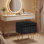 Tabouret de coiffeuse moderne avec 4 pieds en métal et rangement, repose-pieds multi-usage pour chambre de maquillage