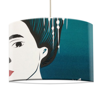 Duboce 29cm H Paper Drum Pendant Shade ( Screw On ) in Green