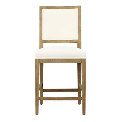 Croft 40" Tall Oak Wood Upholstered Counter Stool, White