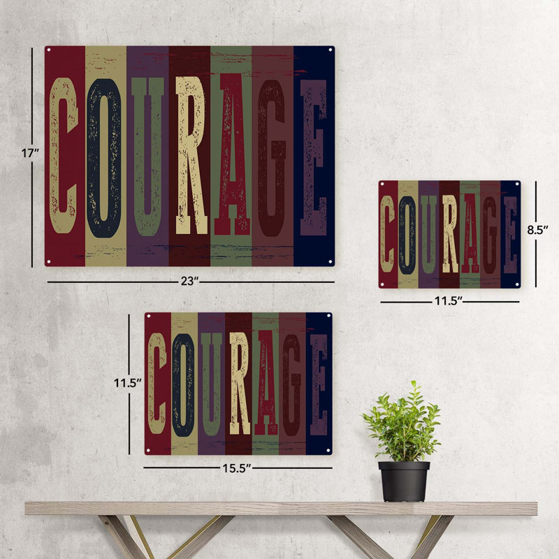 Rustic Courage Sign, 11.5" H x 15.5" W x 0.04" D