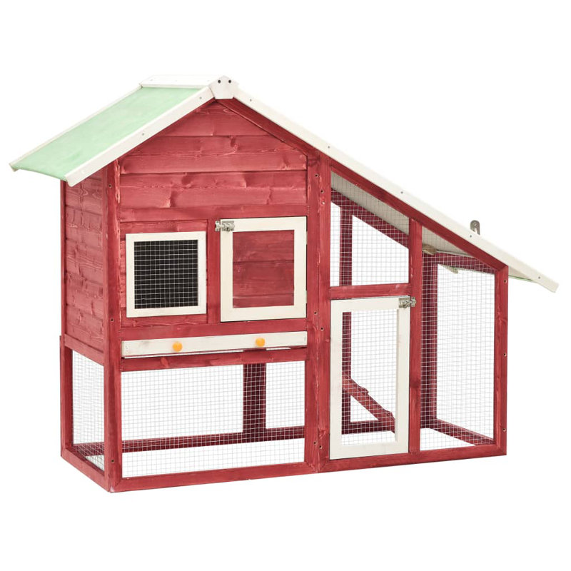 Karson Weather Resistant Rabbit Hutch, Red/White