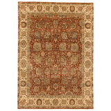 Hand Knotted Wool Oriental Area Rug in Red And Cream