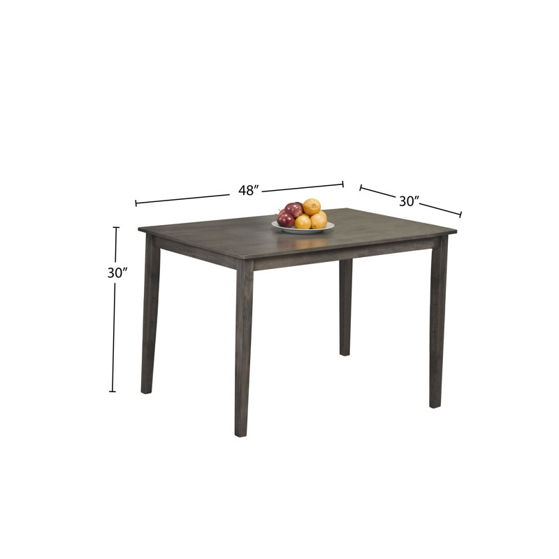 Table de salle à manger rectangulaire en bois massif, table de cuisine 48 pouces, table de salle à manger moderne à finition grise pour 2 à 4 personnes