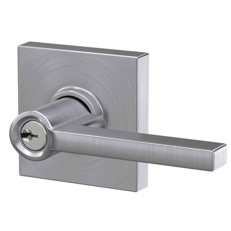 Latitude Keyed Entry Lever with Collins Trim, Satin Chrome