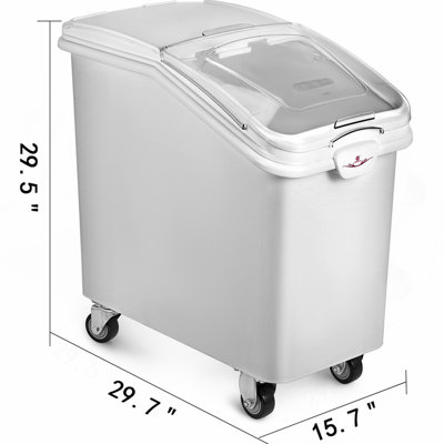 27 Gallon Ingredient Storage Bin 500 Cup Ingredient Bin with Scoop and Sliding Lid Commercial Food Container Ideal for Kitchen, White
