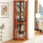 Corner Lighted Curio Cabinet Corner Glass Cabinet Lighted Curio Cabinet Corner Display Case for Living Room, Curio Cabinet, Antique collection, Wine,Bar Glass Storage Light Included,Dark oak-1077960203