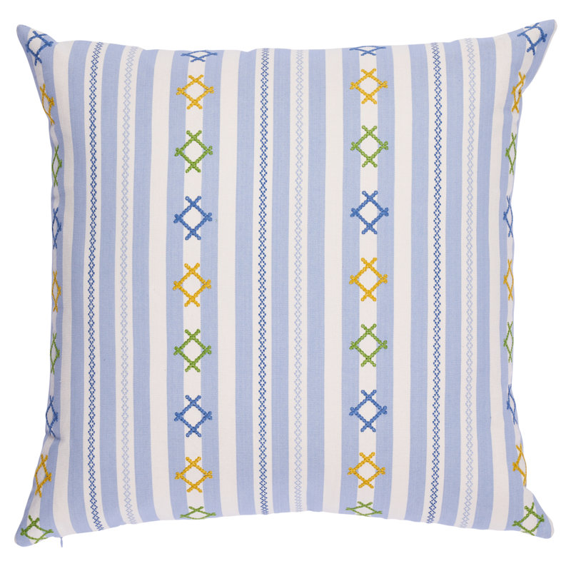Rhodes Stripe Pillow, 22" x 22", Sky