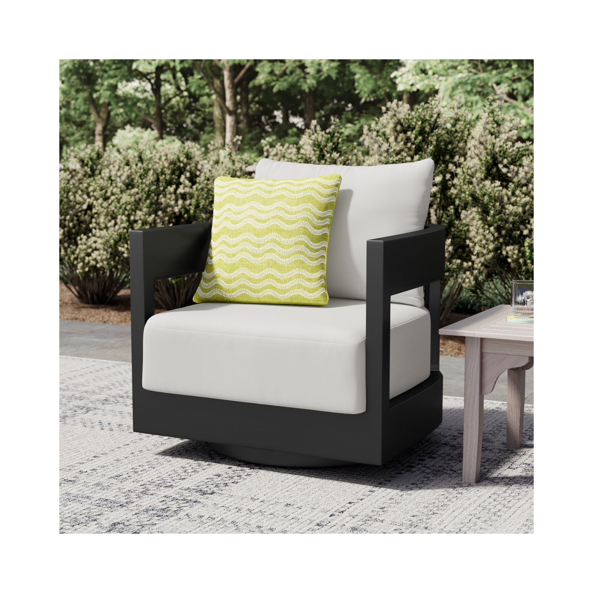 Everlee Metal Outdoor Swivel Chair