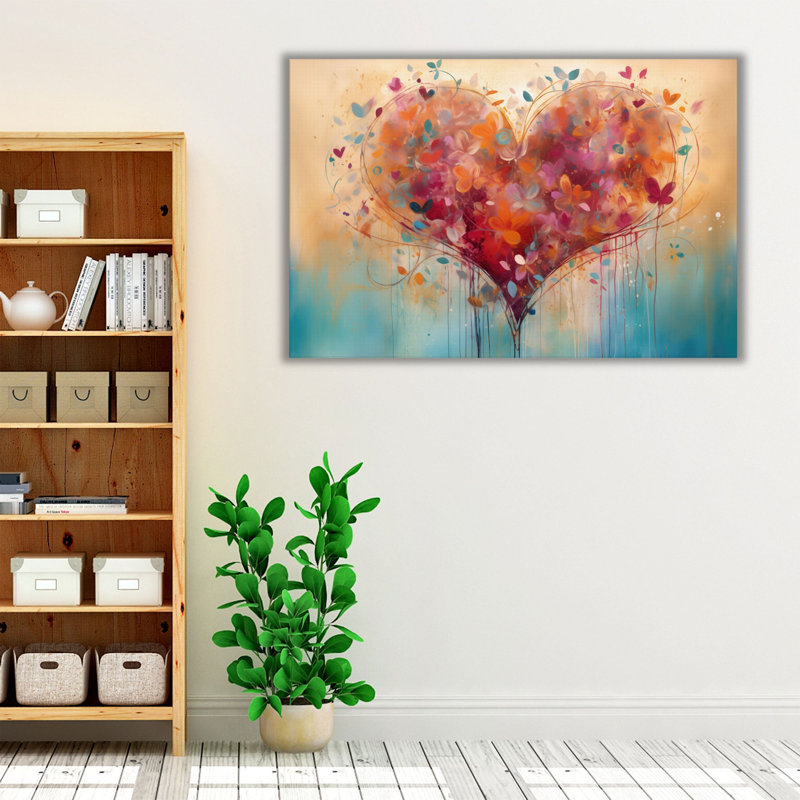 Art abstrait coloré sur toile | Authentic Love Whimsy, H 8 po x l 12 po x P 1,25 po, Toile tendue