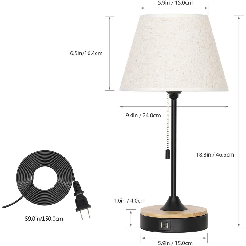 Naomy Wood USB Table Lamp