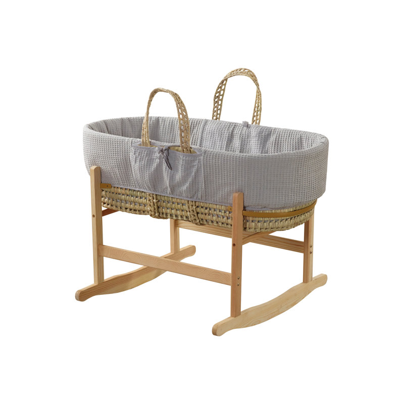 Moses Basket With Stand with Mattress, Grey, Beige