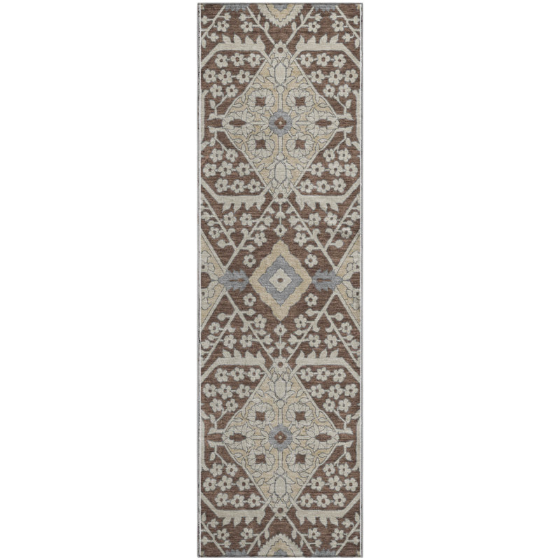 Premium Machine Washable Prisco Chocolate Rug, Runner 2'3" x 7'6"