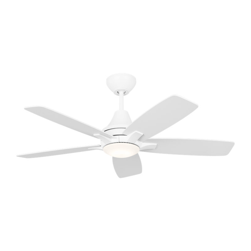 Lowden 44-inch indoor LED fan with American Walnut reversible blades with light kit included, Matte White