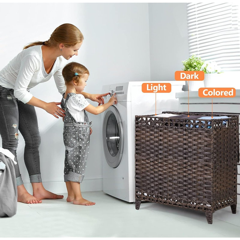 Panier à linge à compartiments multiples avec couvercle – Trieur de vêtements compartimenté avec sacs amovibles