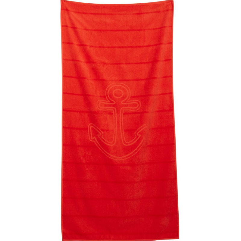 Mosher 100% Cotton Lightweight Jacquard Beach Towel, Red