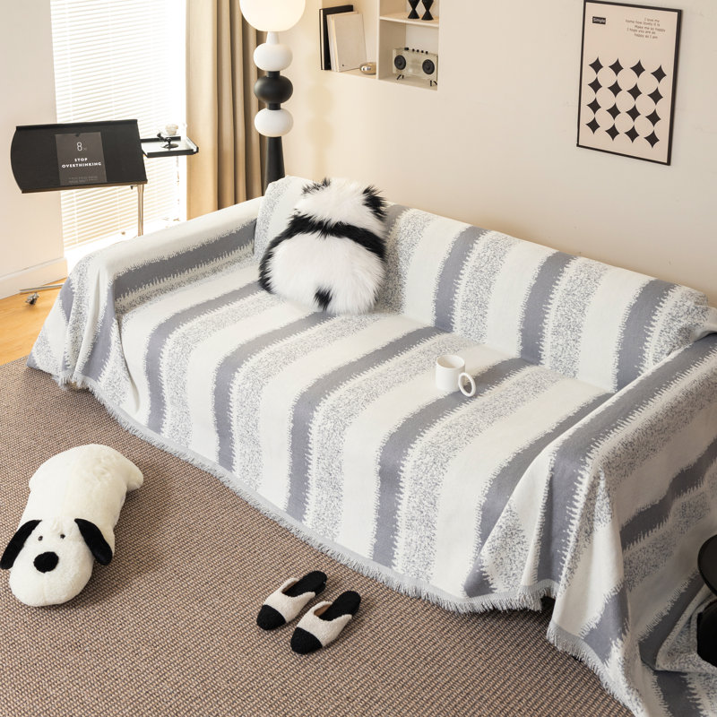 Housse pour canapé en chenille, housse de canapé multifonctionnelle lavable à la machine, H 1 po x l 134 po x P 71 po, Gris