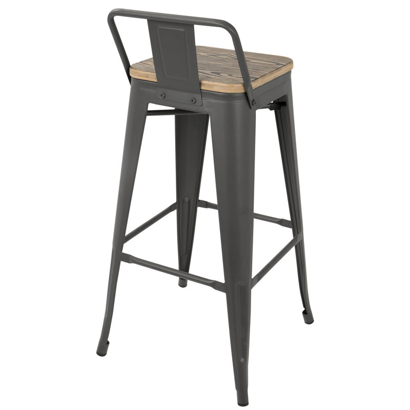 Christie Counter Stool with Metal Frame, Black, Brown