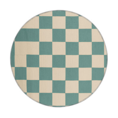 Checkered Beige Indoor and Outdoor Area Rug