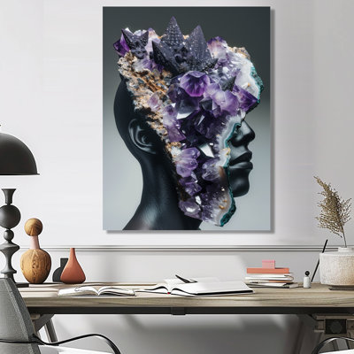Pierre mauve noire Geode Portrait II - art mural en pierre spirituelle