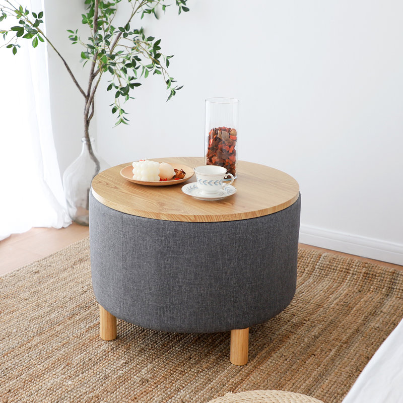 Solid Wood Top Coffee Table, Gray