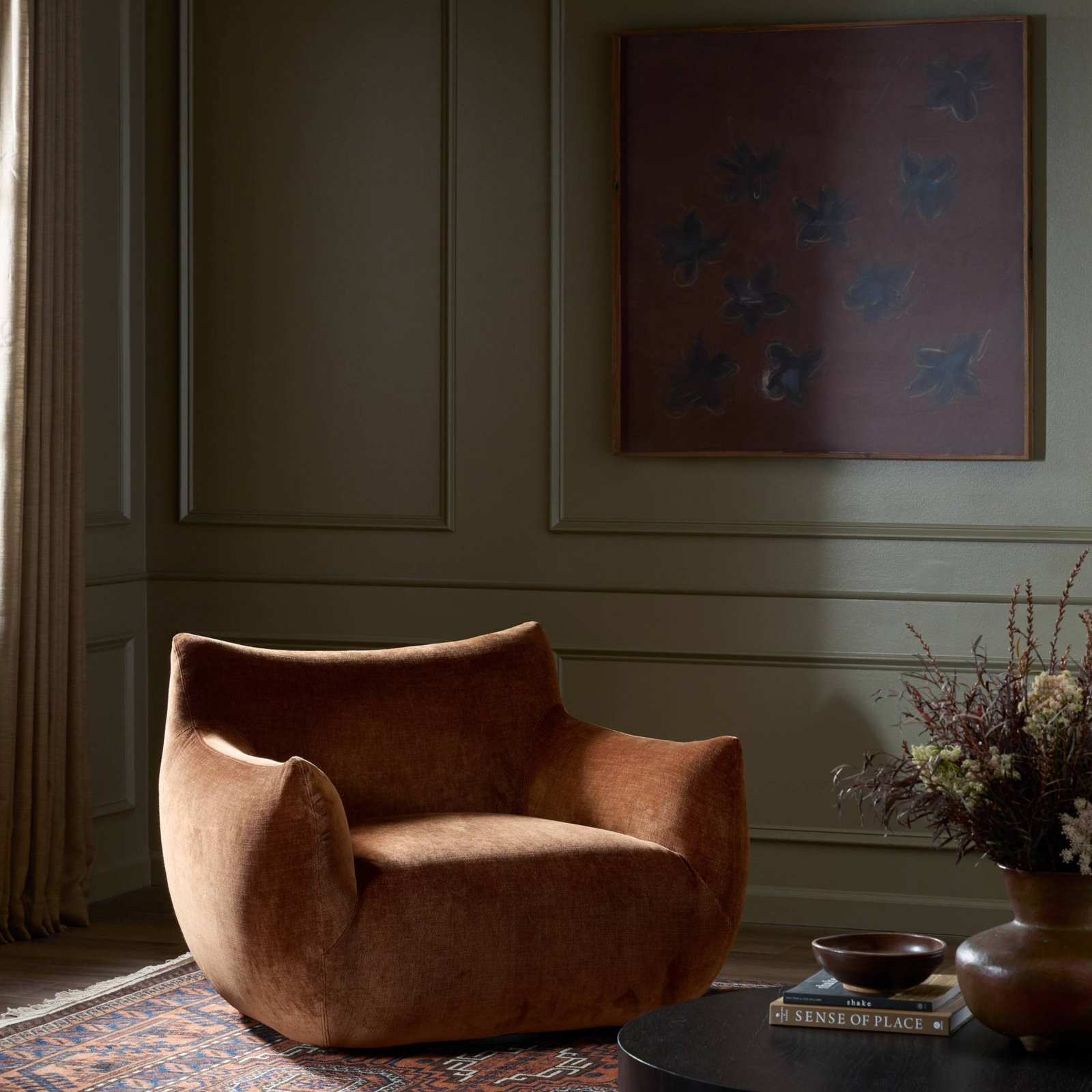 Nowthen Upholstered Swivel Armchair, Altair Sienna Chenille