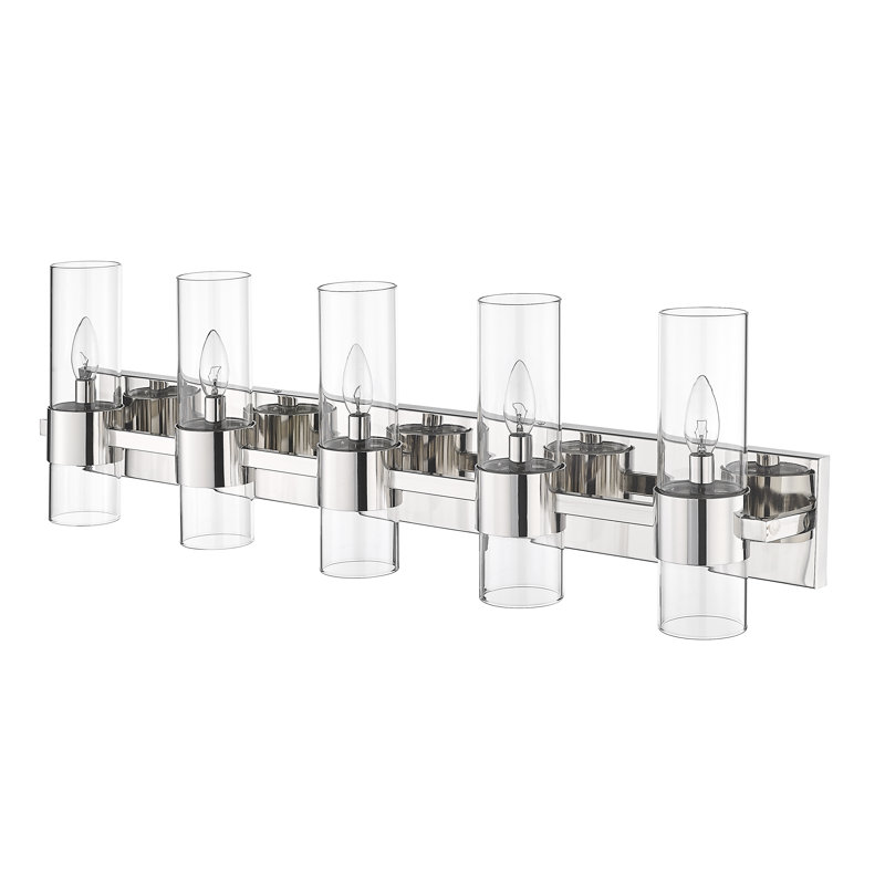Meuble-lavabo 5 lumières Minatare, Nickel poli