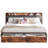 California King Size Bed Frame with Vintage Brown Wood and Gray Upholstered Headboard, USB Charging, 2 Storage Drawers, Spring-Free & Easy Assembly