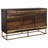 Engelmar 57-Inch Accent Cabinet with 2 Doors, 2 Drawers and Gold Geometric Base, Black Walnut