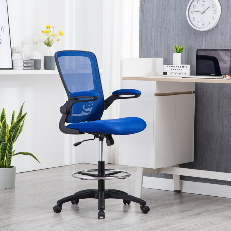 Chaise de bureau en filet, chaise d'ordinateur avec roulettes, chaise de bureau à domicile à hauteur réglable, paire de 4