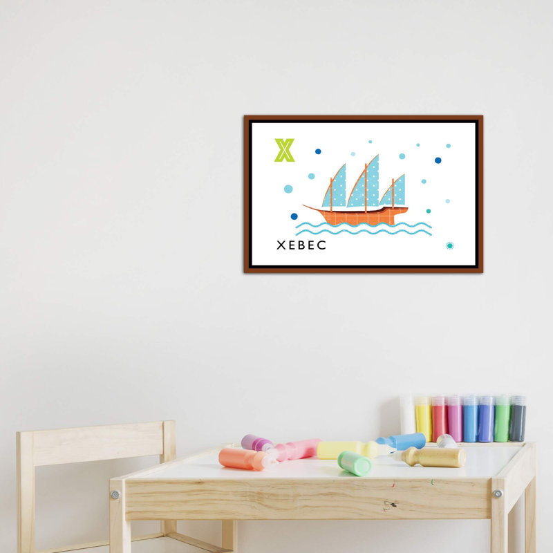 «X is for Xebec» - impression, H 18 po x l 26 po x P 1,5 po, Toile avec cadre brun, Pas de tapis