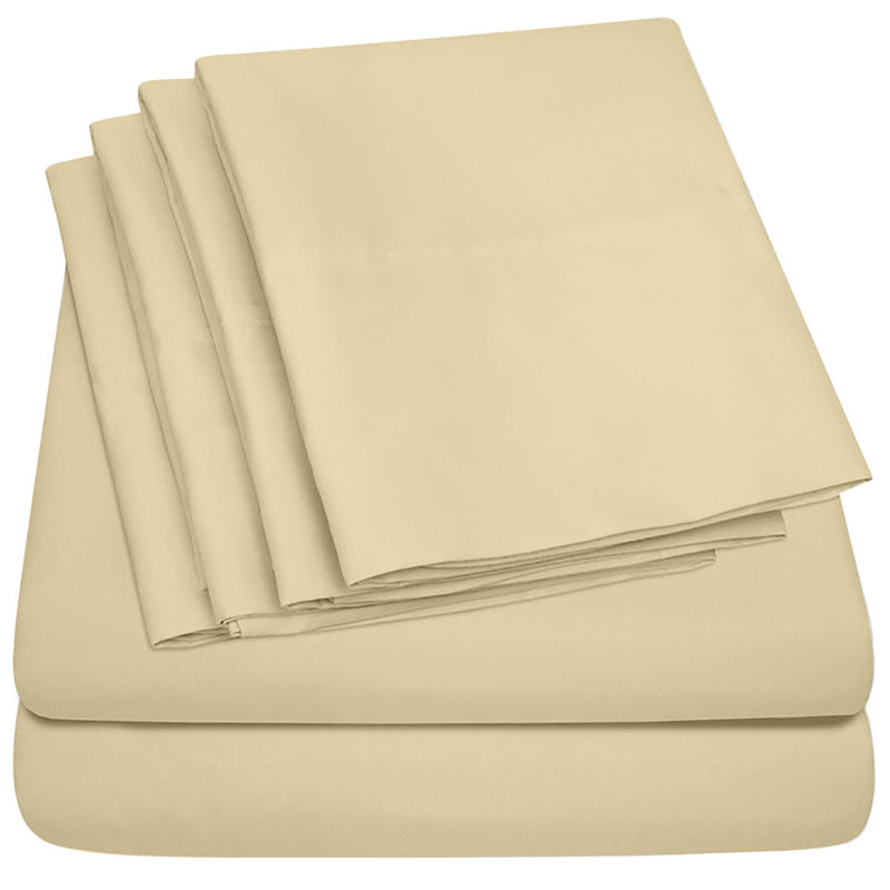 Beige Full Bamboo Microfiber 6-Piece Bed Sheet Set