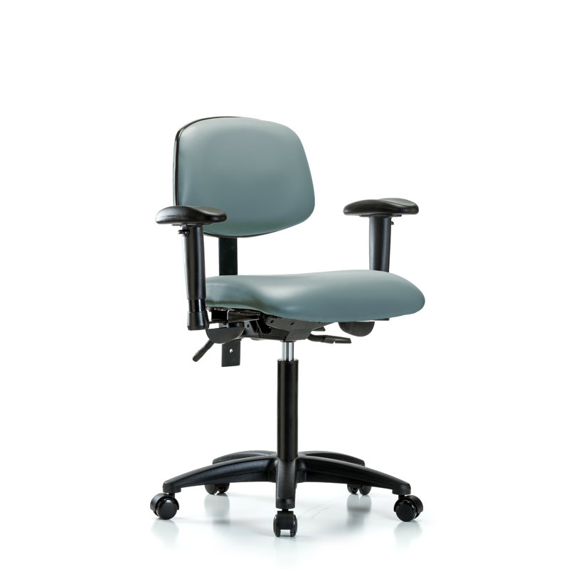 Lambros Vinyl Task Chair, Grayish Blue, Yes