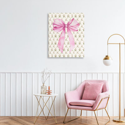 Pink Bow on Rose Quilt Pattern Canvas, design by Petal Prints Design