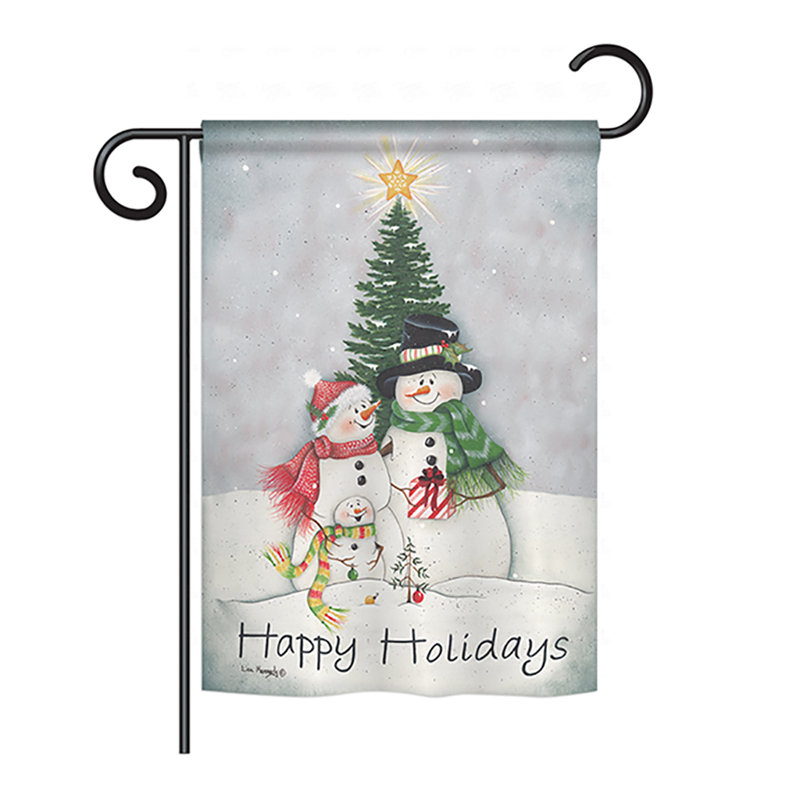 Drapeau de maison en polyester à 2 côtés bonhomme de neige, H 40 po x l 28 po