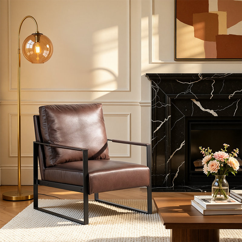 Fauteuil Ramaz, Dark Brown Microfiber